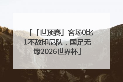 「世预赛」客场0比1不敌印尼队，国足无缘2026世界杯