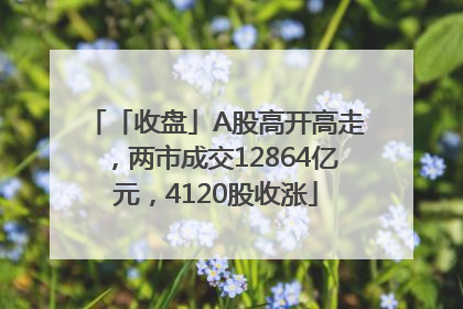「收盘」A股高开高走，两市成交12864亿元，4120股收涨