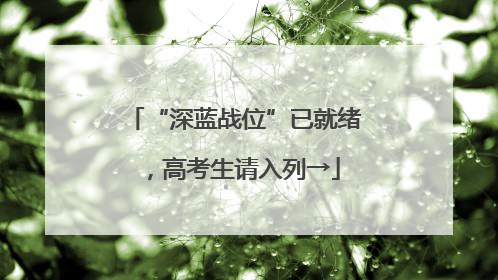 “深蓝战位”已就绪，高考生请入列→