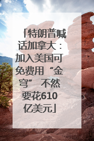 特朗普喊话加拿大：加入美国可免费用“金穹” 不然要花610亿美元