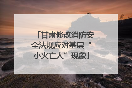 甘肃修改消防安全法规应对基层“小火亡人”现象