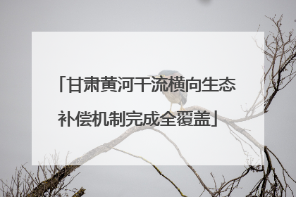 甘肃黄河干流横向生态补偿机制完成全覆盖