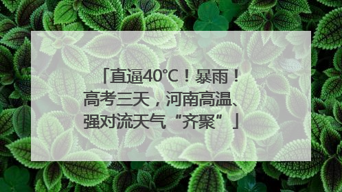 直逼40℃！暴雨！高考三天，河南高温、强对流天气“齐聚”
