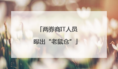 两券商IT人员曝出“老鼠仓”