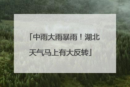 中雨大雨暴雨！湖北天气马上有大反转