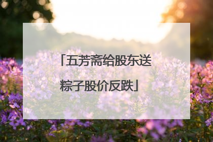 五芳斋给股东送粽子股价反跌