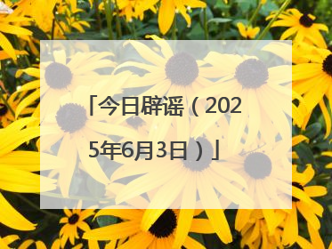 今日辟谣（2025年6月3日）