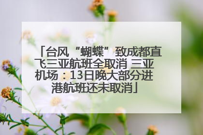 台风“蝴蝶”致成都直飞三亚航班全取消 三亚机场：13日晚大部分进港航班还未取消