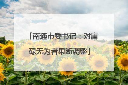 南通市委书记：对庸碌无为者果断调整
