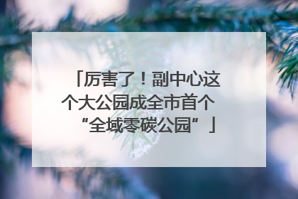 厉害了！副中心这个大公园成全市首个“全域零碳公园”