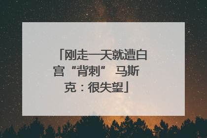 刚走一天就遭白宫“背刺” 马斯克：很失望