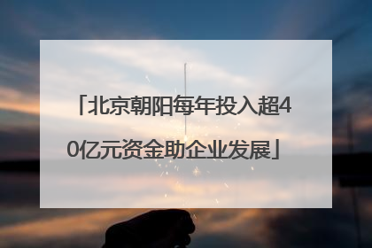 北京朝阳每年投入超40亿元资金助企业发展