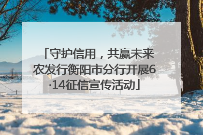 守护信用，共赢未来 农发行衡阳市分行开展6·14征信宣传活动