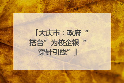 大庆市：政府“搭台”为校企银“穿针引线”