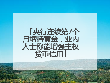 央行连续第7个月增持黄金，业内人士称能增强主权货币信用