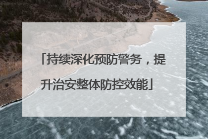 持续深化预防警务，提升治安整体防控效能