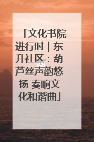 文化书院进行时｜东升社区：葫芦丝声韵悠扬 奏响文化和谐曲