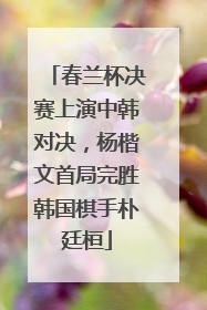 春兰杯决赛上演中韩对决，杨楷文首局完胜韩国棋手朴廷桓