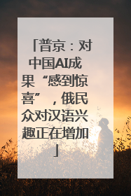 普京：对中国AI成果“感到惊喜”，俄民众对汉语兴趣正在增加