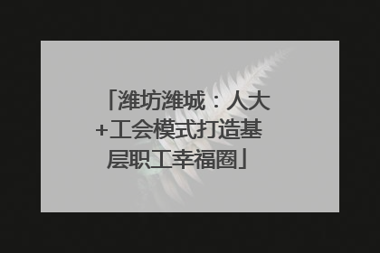 潍坊潍城：人大+工会模式打造基层职工幸福圈