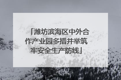 潍坊滨海区中外合作产业园多措并举筑牢安全生产防线