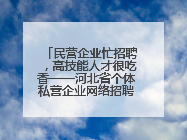 民营企业忙招聘，高技能人才很吃香——河北省个体私营企业网络招聘大会扫描