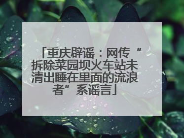 重庆辟谣：网传“拆除菜园坝火车站未清出睡在里面的流浪者”系谣言