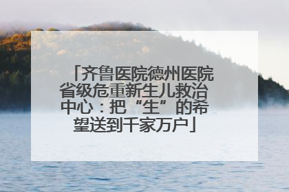 齐鲁医院德州医院省级危重新生儿救治中心：把“生”的希望送到千家万户