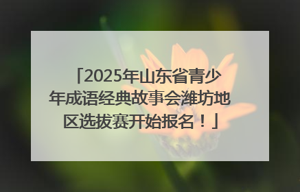 2025年山东省青少年成语经典故事会潍坊地区选拔赛开始报名！