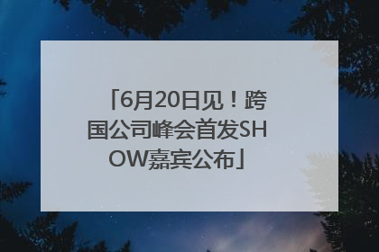 6月20日见！跨国公司峰会首发SHOW嘉宾公布